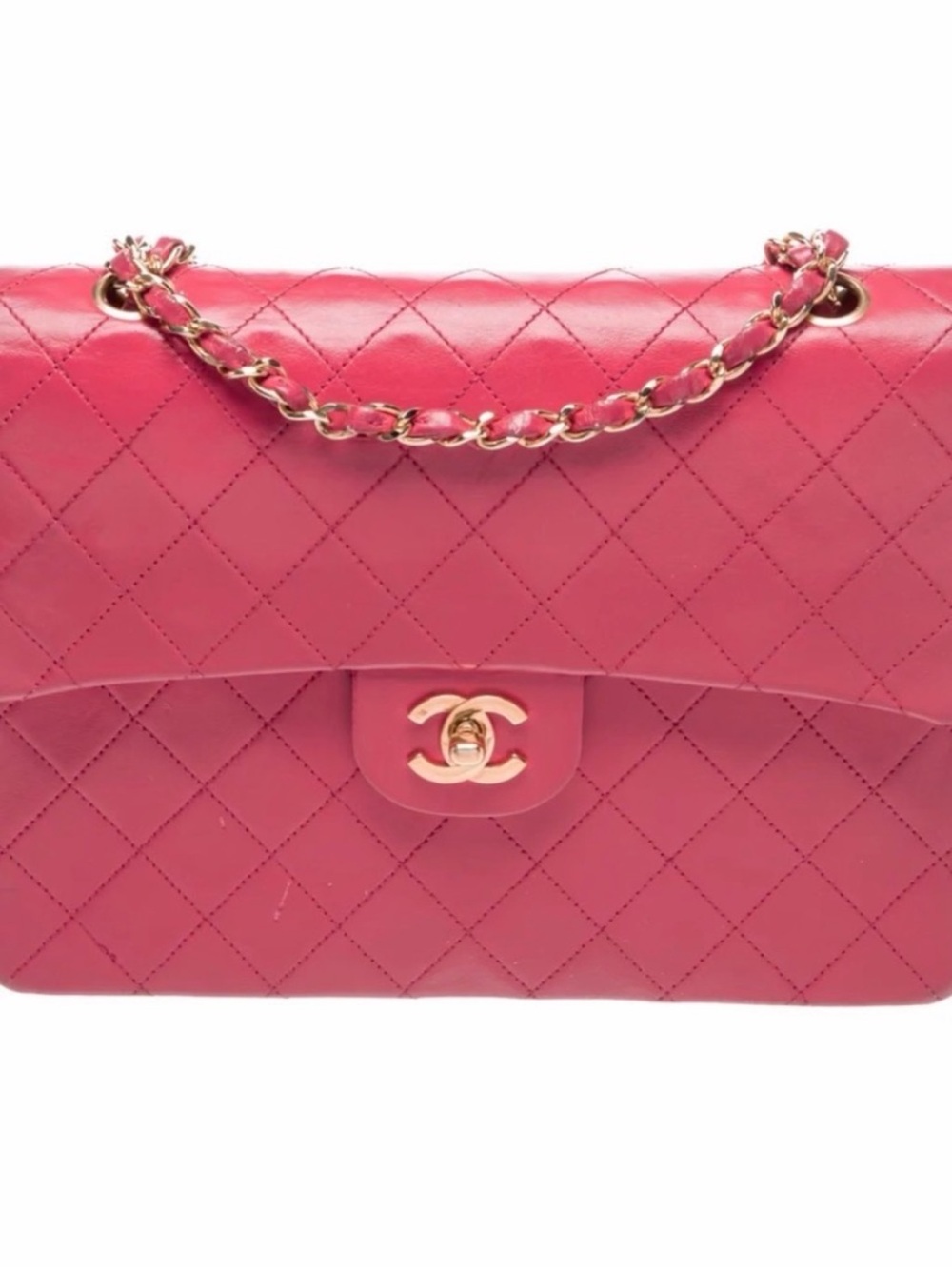 CHANEL Classic Medium Pink Quilted Flap Bag with Gold Hardware